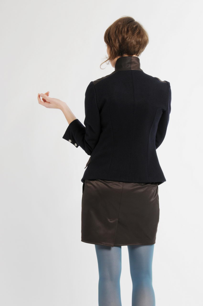 MADEVA collection printemps ete 11 blazer cintre double boutonnage poches passepoilees col tailleur coton garance jupe myrtille